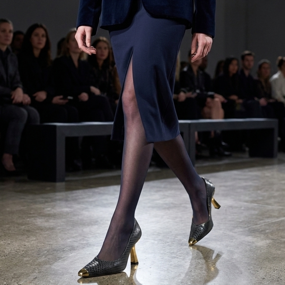 Timothy Hitsman Black Textured Pumps with Gold Toe & Heel